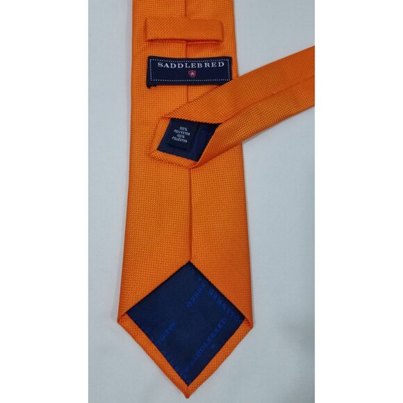 Saddlebred Orange Textured Mens Tie Solid Orange - Picture 5 of 7